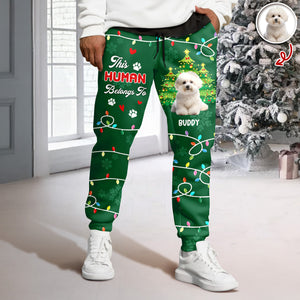 Custom Photo This Human Belongs To Dog Sweatpants HA75 897652