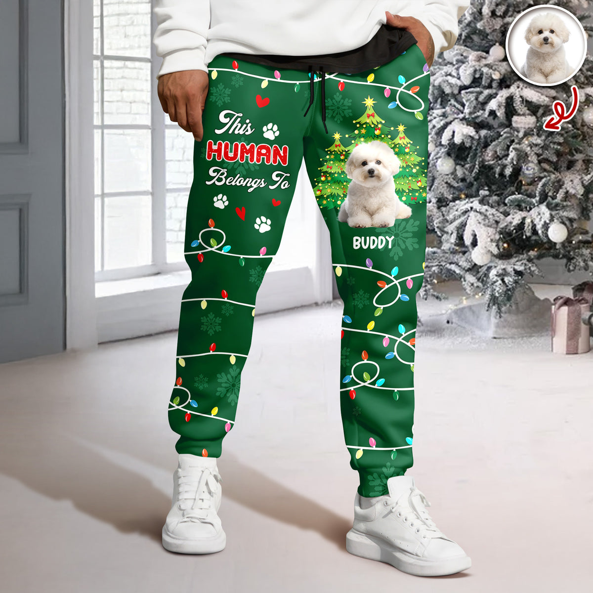 Custom Photo This Human Belongs To Dog Sweatpants HA75 897652