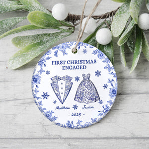 First Chirstmas As a Mr Mrs Personalized Circle Ceramic Ornament Christmas For Husband Wife CH07 896940