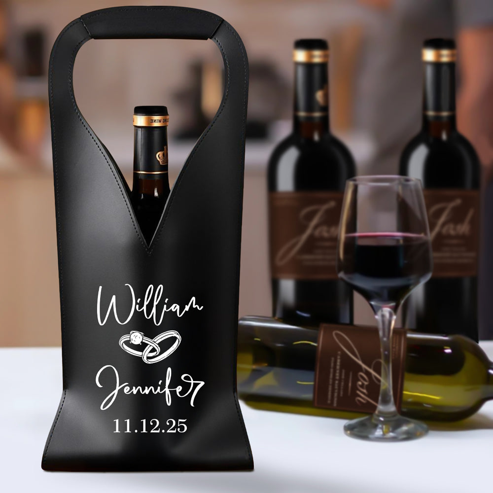 Personalized Groom & Bride Wedding Leather Wine Bag Engagement Gift, Wedding Gift CH07 896532