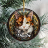 Custom Cat Stained Glass Style Christmas Ceramic Ornament TH10 896421