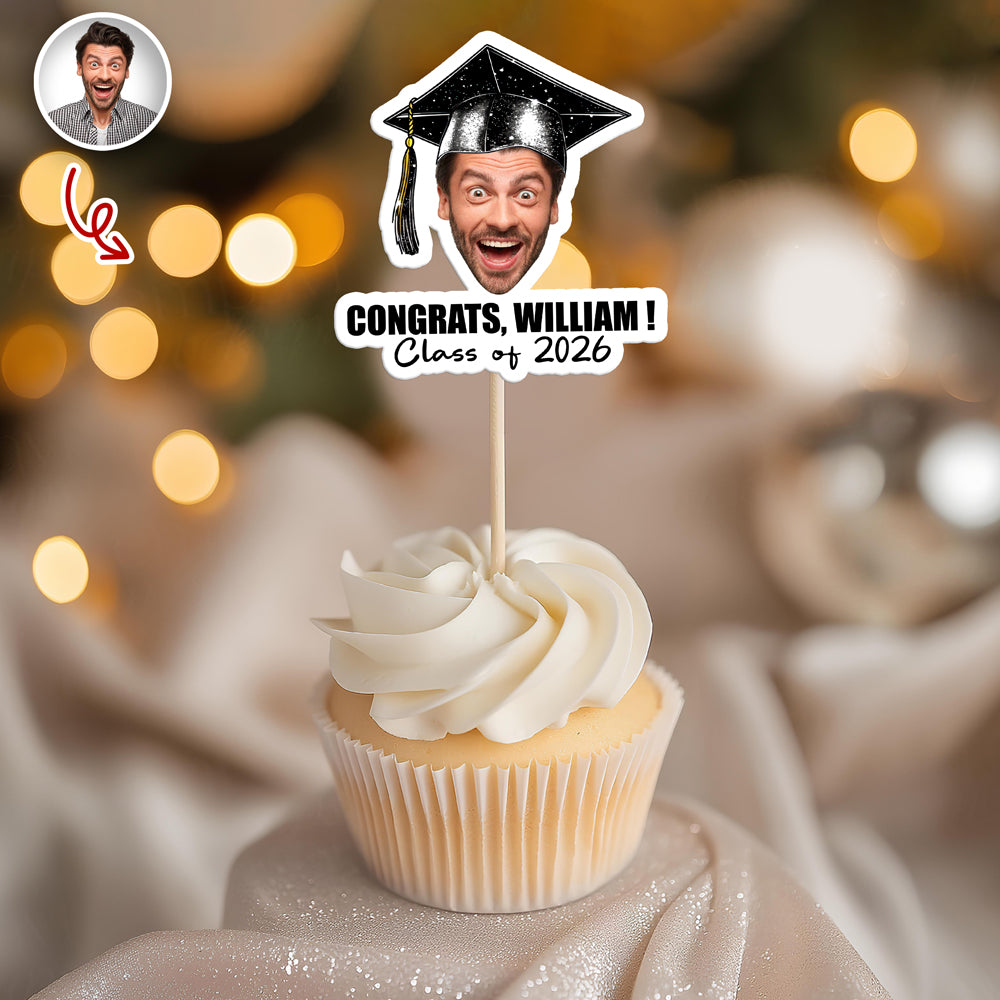 Custom Funny Face Congrats Graduation Cupcake Toppers HA75 920428
