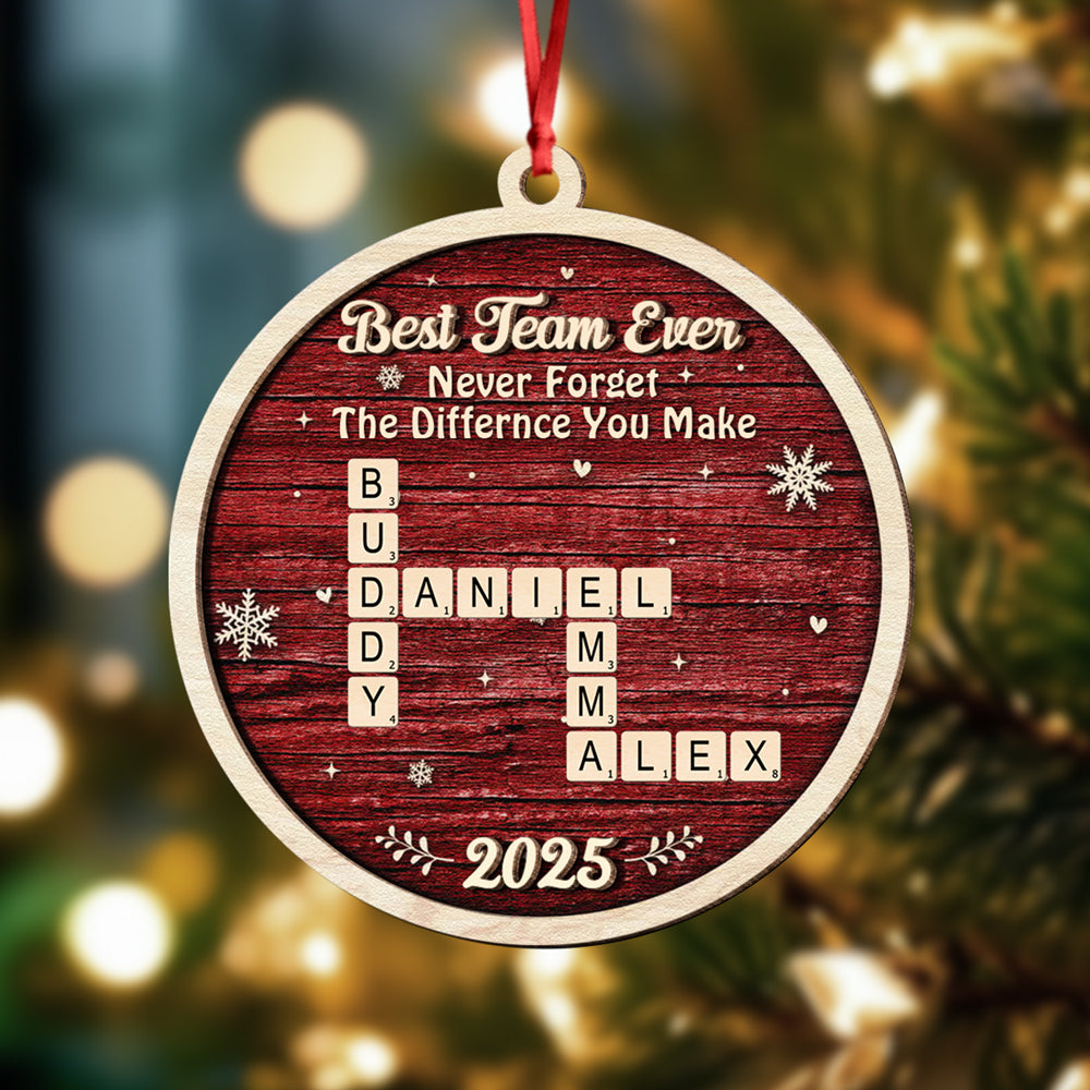 Best Team Ever Scrabble Christmas 2 Layers Wooden Ornament LM32 897119