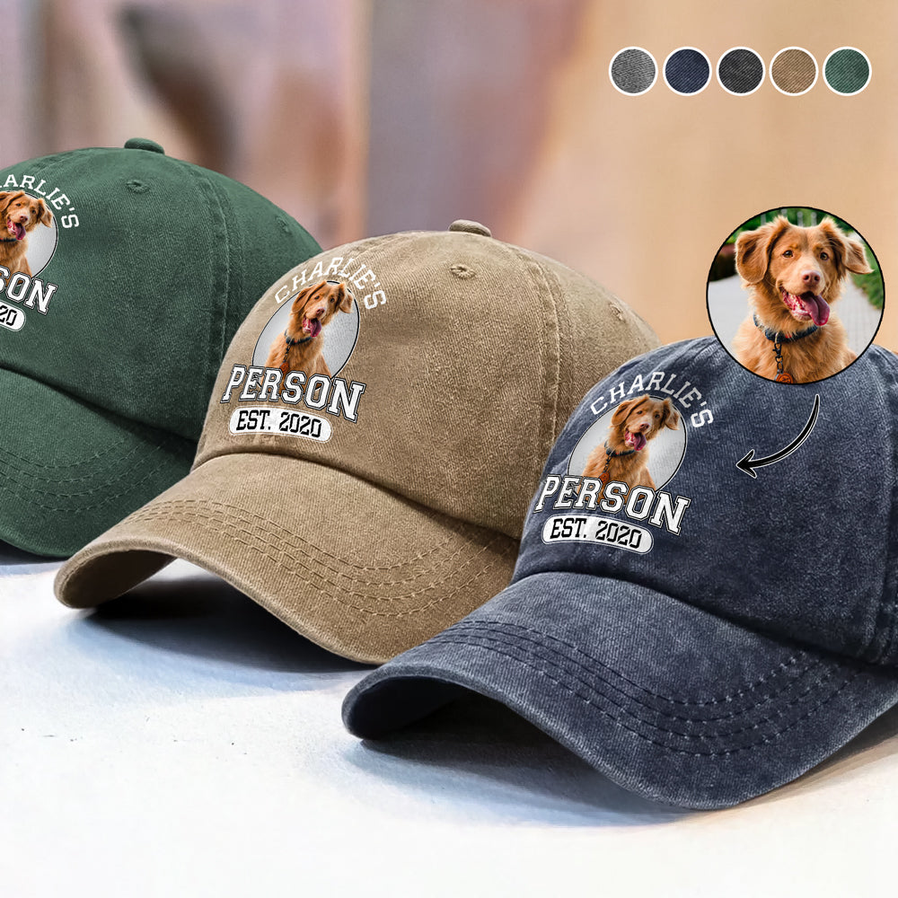 Custom Photo Dog Person Personalized Washed Denim Baseball Cap HA75 897236