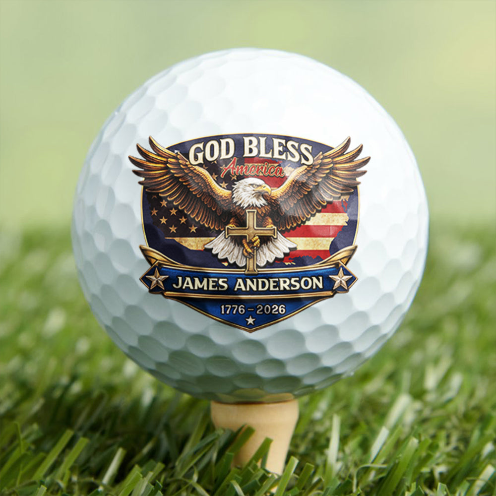 Custom Name 250th Anniversary God Bless America Eagle Golf Ball TH10 169389