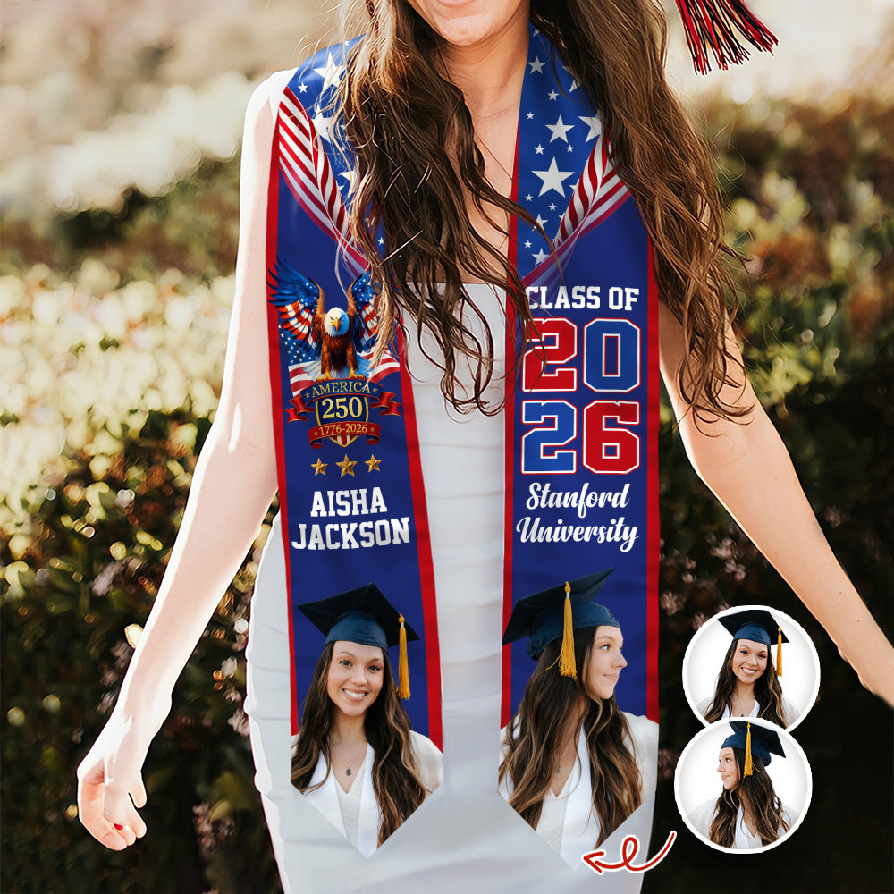 Custom Photo Class of 2026 America 250th Graduation Stole CH07 910318