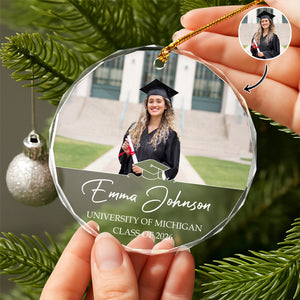 Custom Photo And Name Class Of 2026 Glass Ornament Christmas Gift TH10 896907