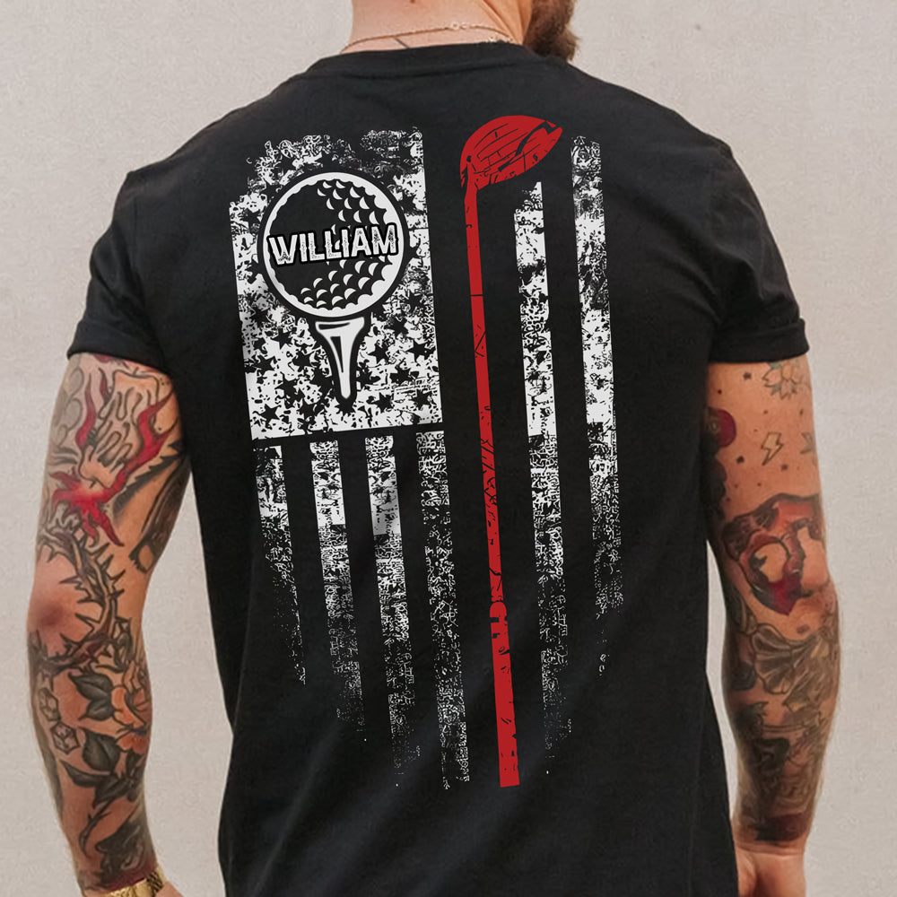 Custom Name American Flag Golf Back Personalized Back Side Dark Shirt HA75 898568