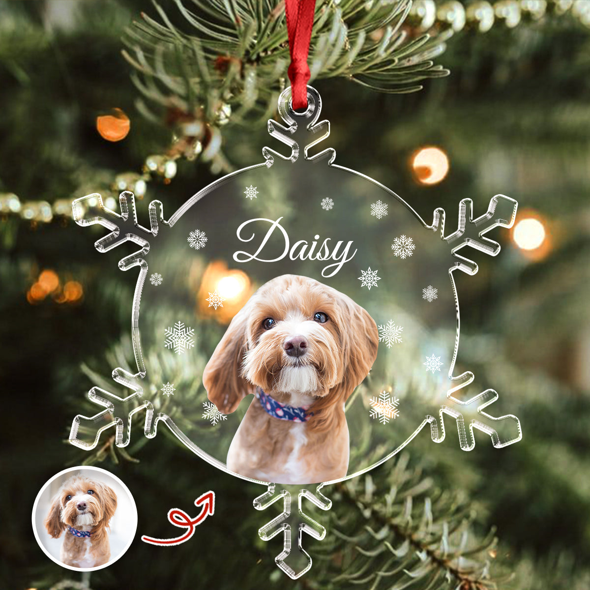 Custom Photo Dog Glass Ornament Christmas Gift For Dog Lovers
