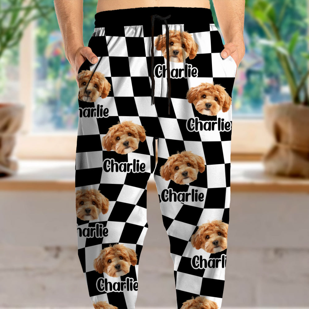 Custom Photo Dog Cat - Checkerboard Street Style Sweatpants HA75 892616