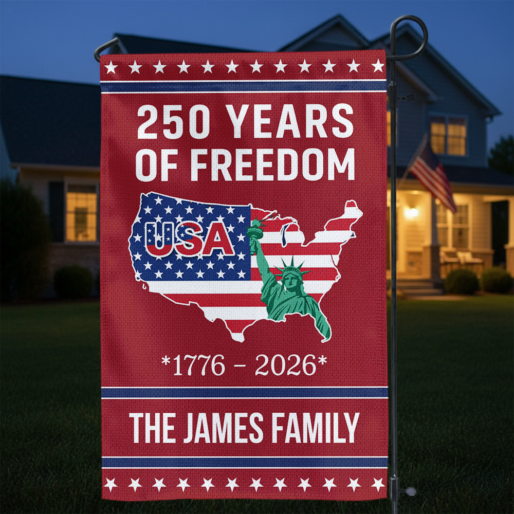 250 Years of Freedom Garden Flag USA Map Liberty 1776–2026 Patriotic Flag CH07 910120