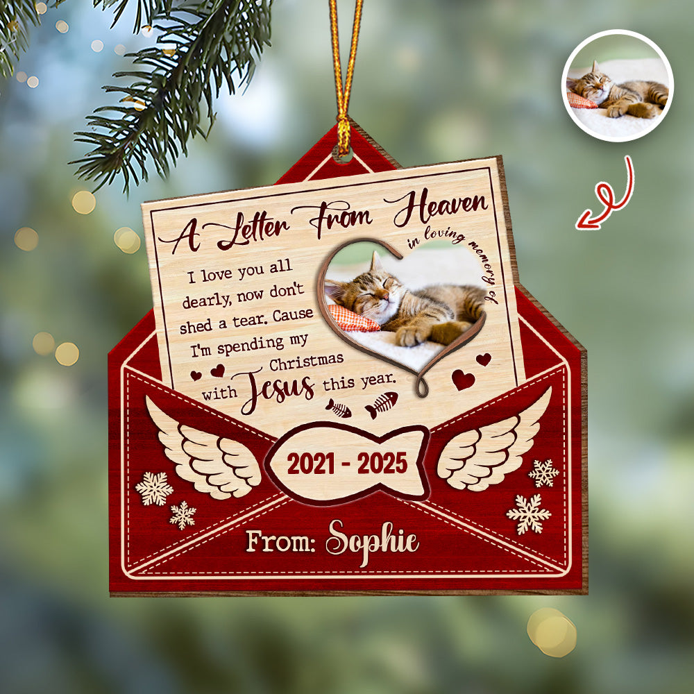Custom Cat Photo A Letter From Heaven Sympathy Memorial Wooden Ornament LM32 895891