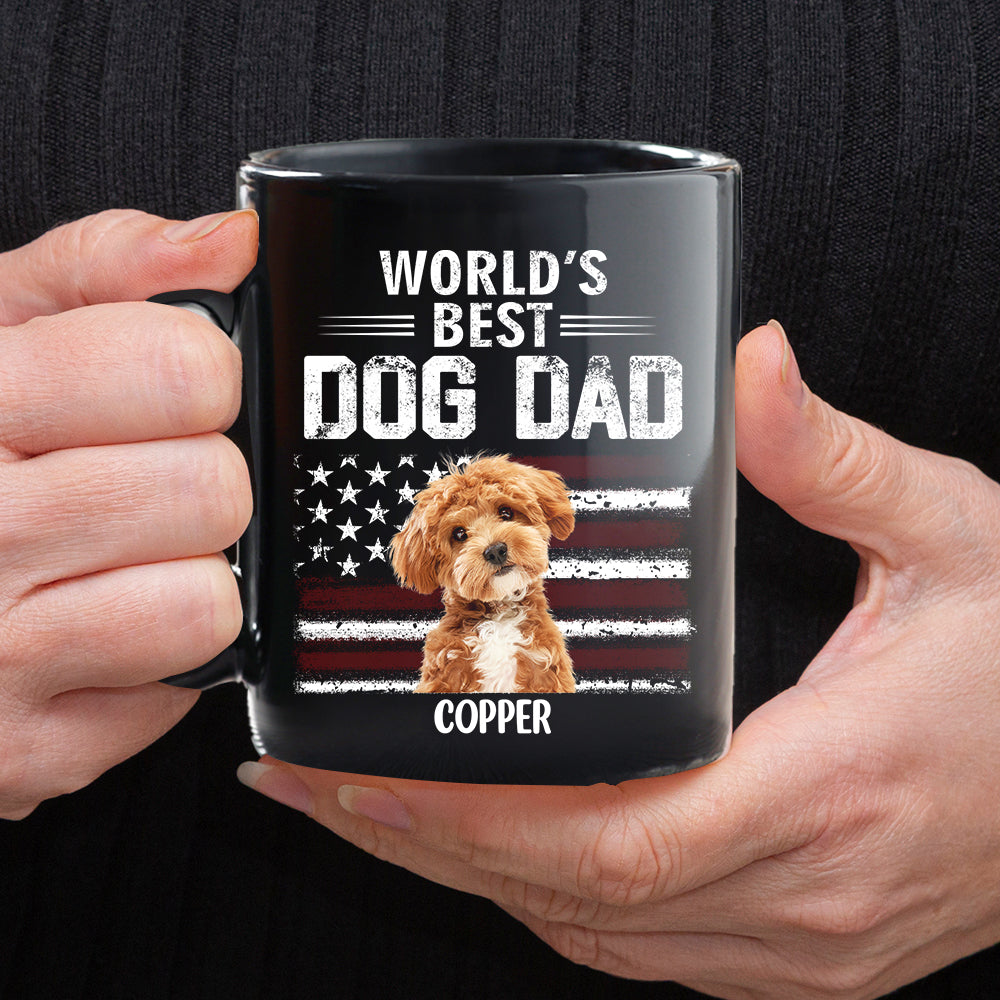 Custom Photo World's Best Dog Dad - Personalized Black Mug Gift For Dog Lovers CH07 895938