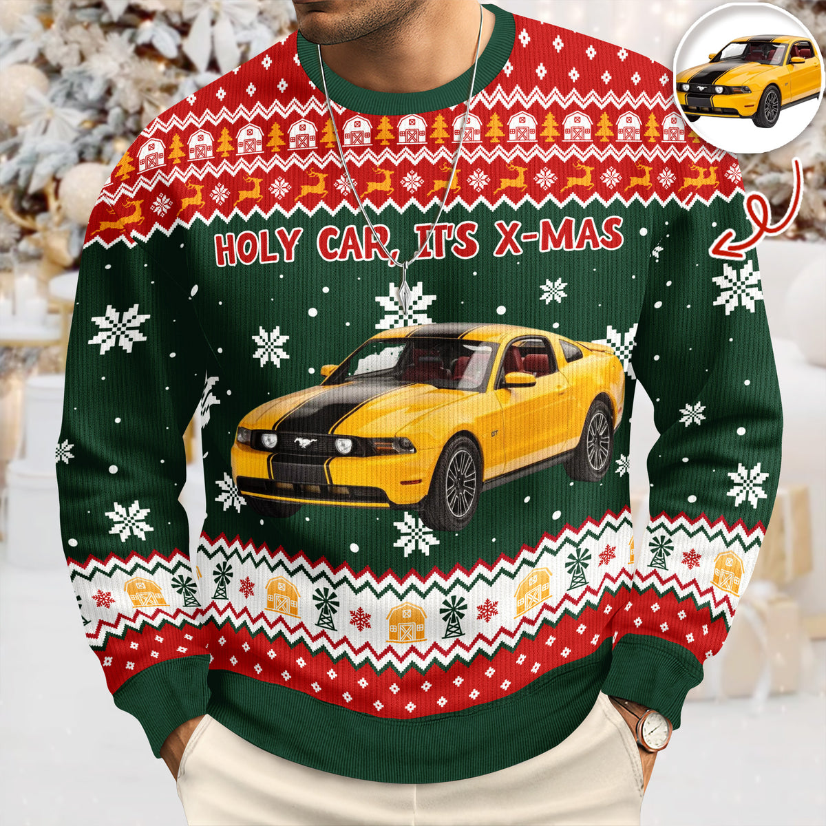 Custom Photo Holy Car, It'S X-Mas Ugly Sweater HO82 900548