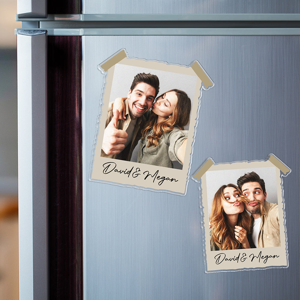 Custom Couple Photo Vintage 90s Personalized Acrylic Fridge Magnet Valentine Gift, Anniversary Gift HA75 920110