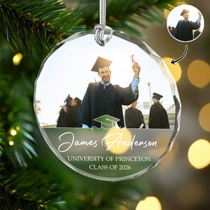 Custom Photo And Name Class Of 2026 Glass Ornament Christmas Gift TH10 896907