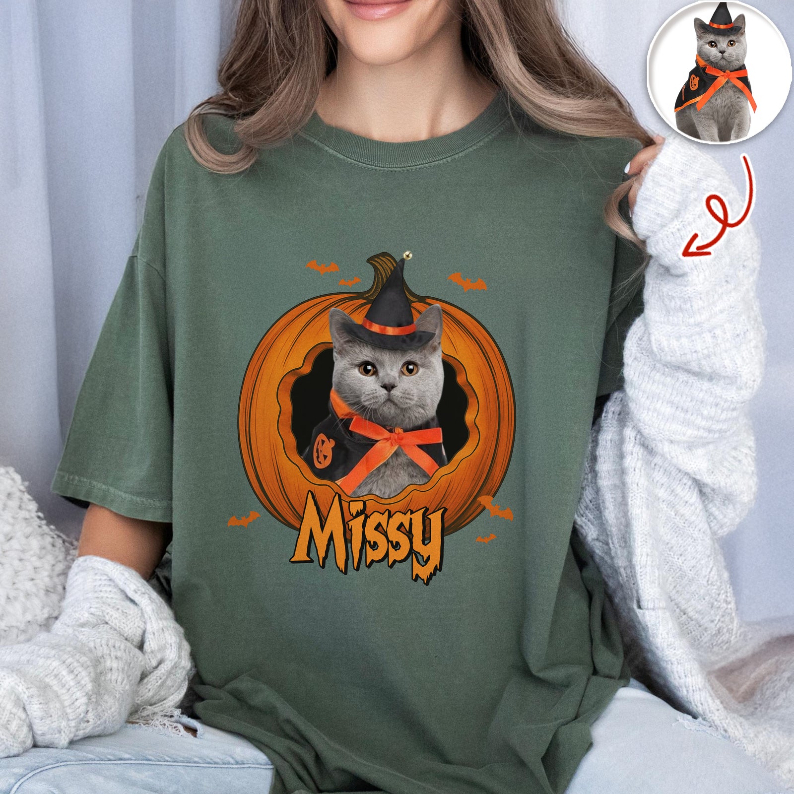 Custom Dog Cat Photo Halloween Pumpkin Comfort Shirt HO82 894926