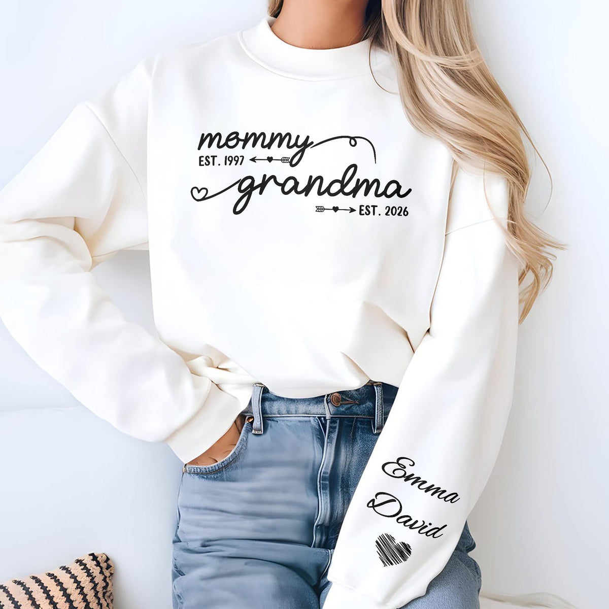 Custom Mom Grandma Est Year Sleeve Sweatshirt Gift For Mother's Day LM32 899105