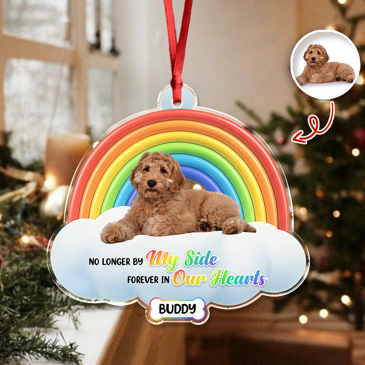 Custom Dog Lost Photo Acrylic Ornament Memorial Gift For Dog Dad Dog Mom CH07 896872