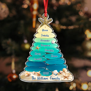 Custom family Name Sea Glass Family Tree 2D Flat Acrylic Ornament CH07 899860