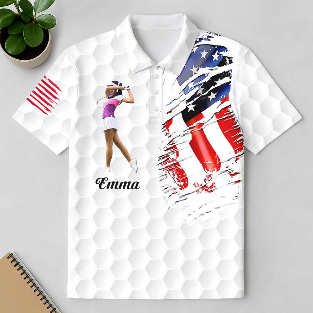 Custom Photo US Flag Polo Shirt For Golfer TH10 898095