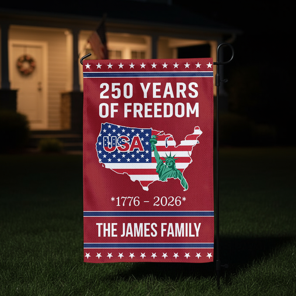 250 Years of Freedom Garden Flag USA Map Liberty 1776–2026 Patriotic Flag CH07 910120