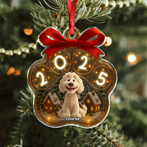 Personalized Cute Dog Paw Christmas Acrylic Ornament HA75 897570