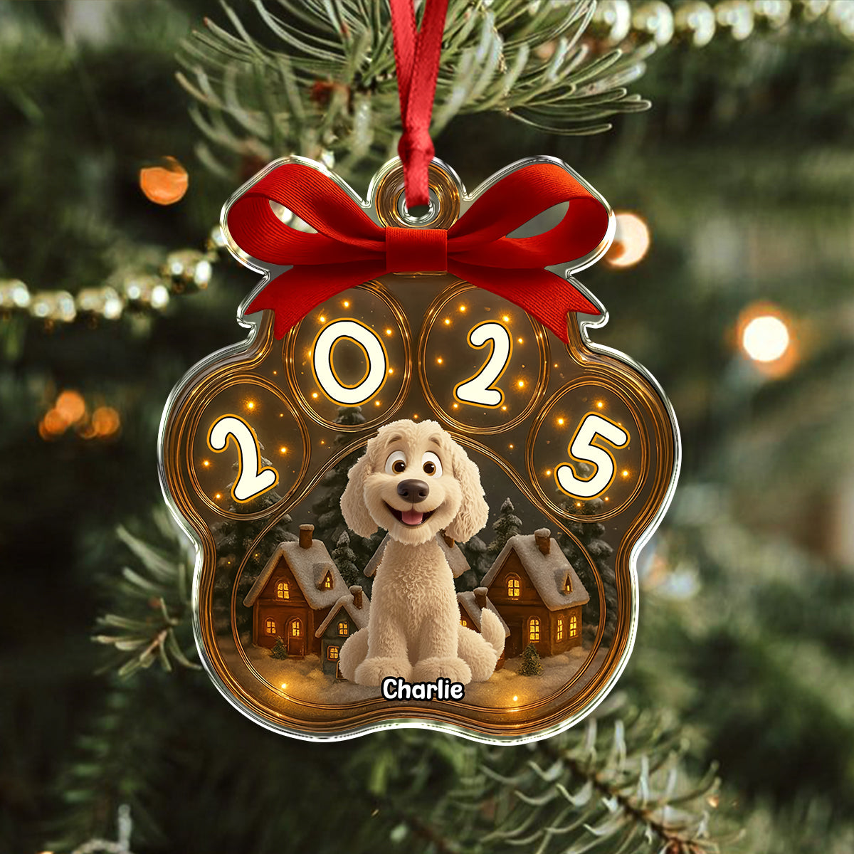 Personalized Cute Dog Paw Christmas Acrylic Ornament HA75 897570