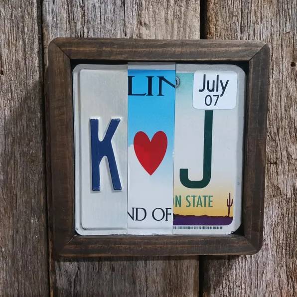 Personalized Initial Letter License Plate Sign - Gift For Wedding, Couple, Birthday, Gift for Him HO82 903360
