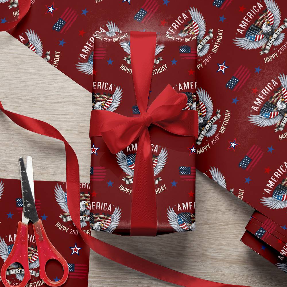 America Happy 250th Birthday Wrapping Paper HO82 900696