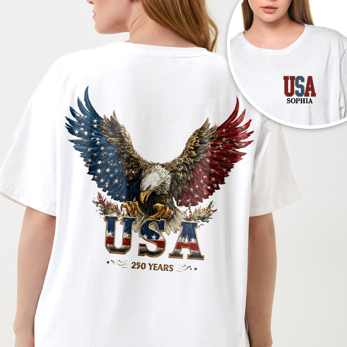Custom Name American Eagle USA 250 Years Patriotic Front And Back Shirt HO82 901840