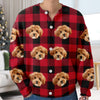 Custom Dog Face Photo With Christmas Pattern Ugly Cardigan CH07 899822