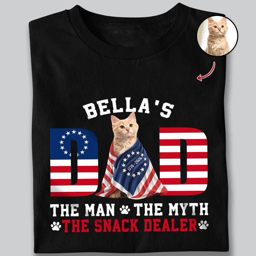 Custom Photo Dog - Dog's Dad The Man The Myth The Dealer American Flag Dark Shirt HO82 901262