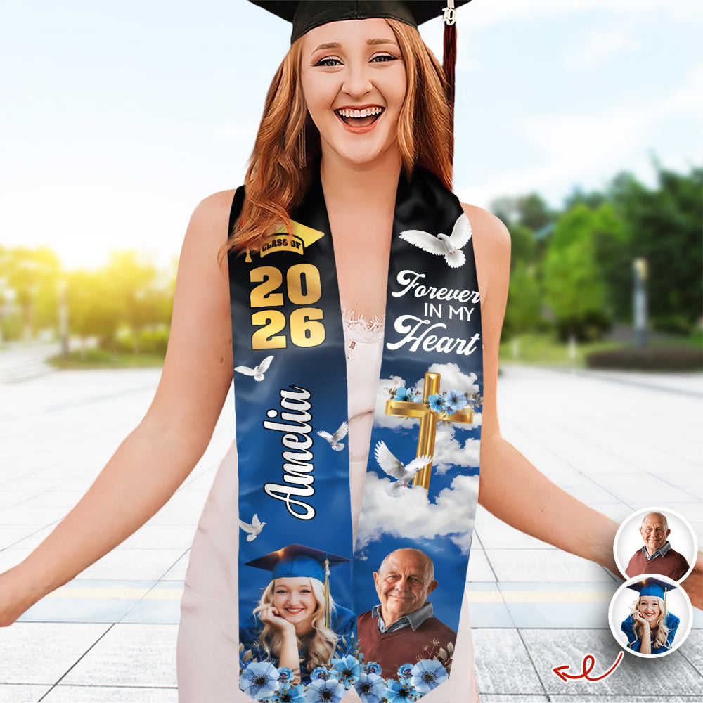 Custom Photo In Loving Memory Family - Class Of 2026 Graduation Stoles Keepsake LM32 897691