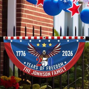 Custom Family Name 250 Years Of Freedom Non-Pleated Fan Flag CH07 910250