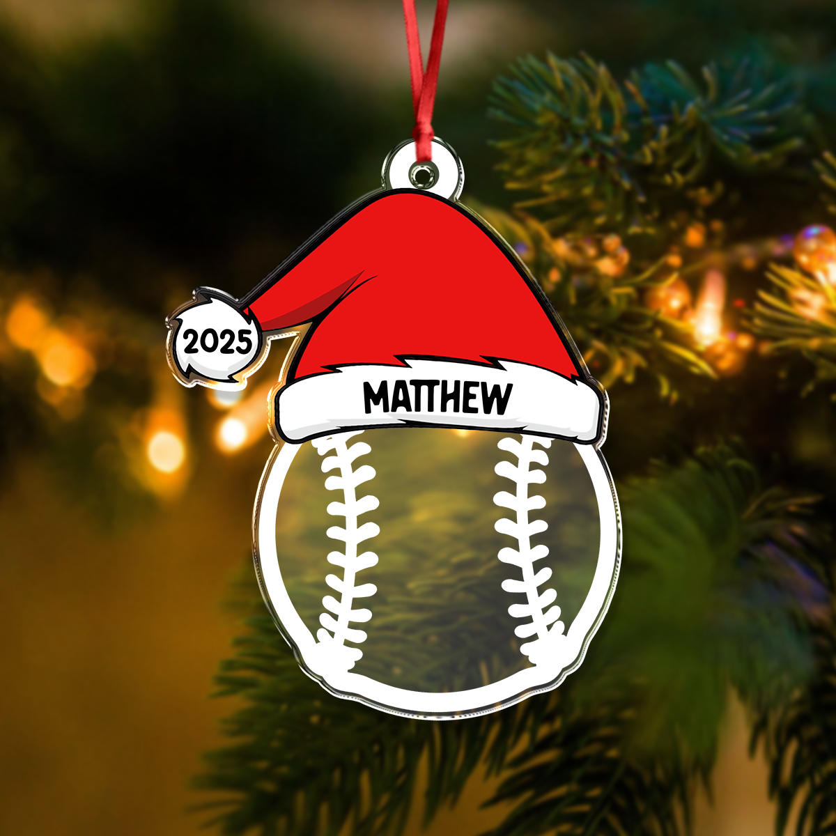 Personalised Baseball Volleyball Sports with Santa Hat Christmas Ornament LM32 893987