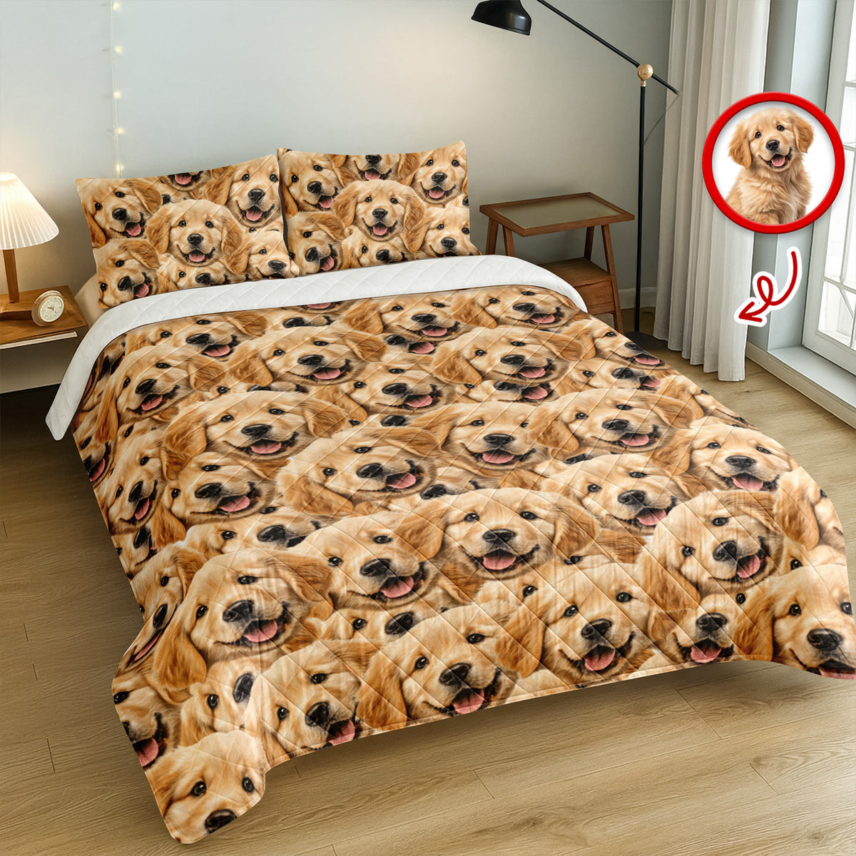 Custom Funny Puppy Photo Portrait Bedding Set Birthday, Christmas Gift For Dog Lover CH07 899192