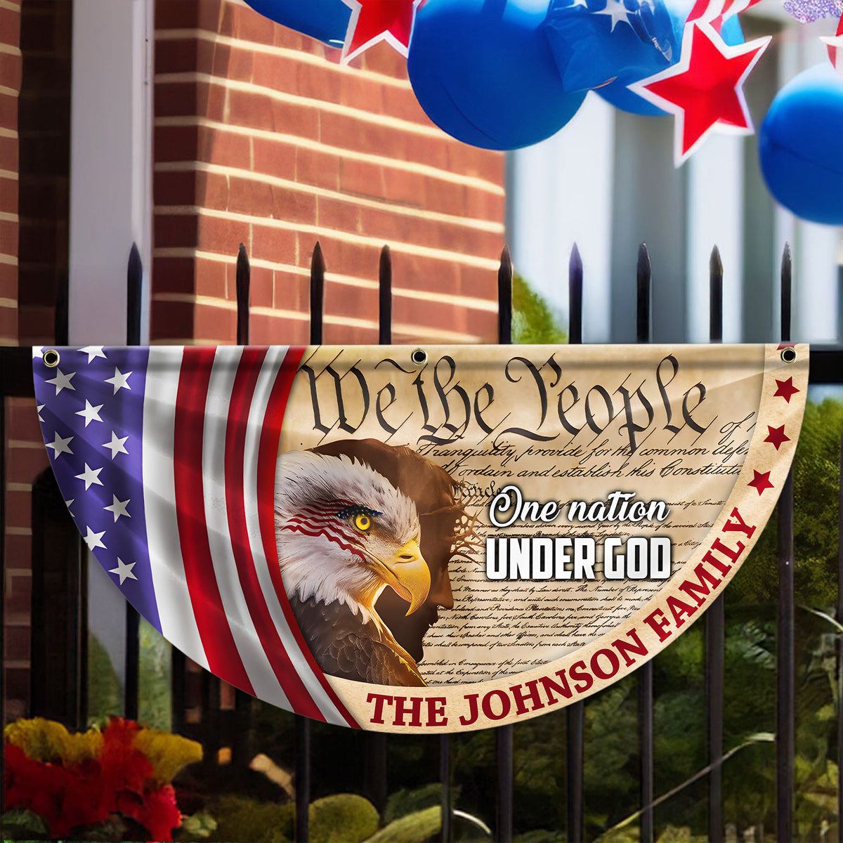 Personalized We The People, One Nation Under God, American Eagle Jesus Non-Pleated Fan Flag CH07 910564
