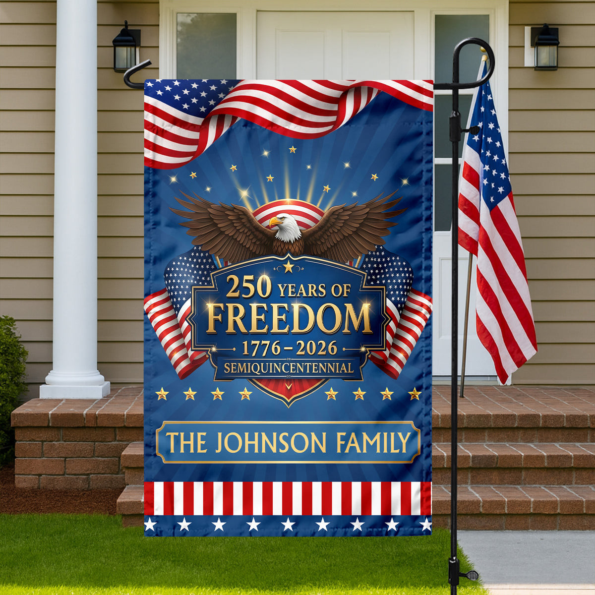 Custom Family Name 250 Years of the United States 1776–2026 Liberty Garden Flag LM32 897805