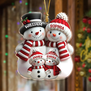 Custom Name 3D Effect Cute Snowman Family Christmas Personalized Acrylic Ornament LM32 895817