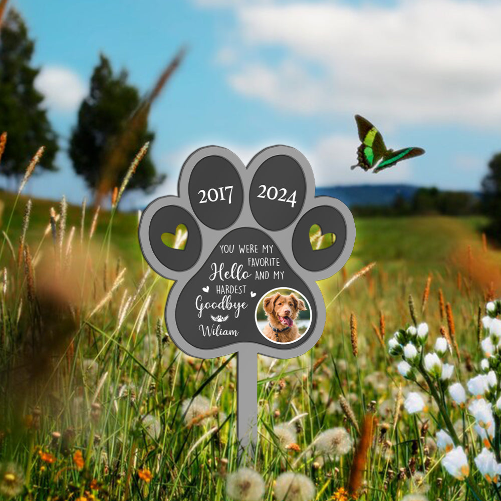 Custom Dog Photo You Were My Favorite Hello Memorial Garden Stake TH10 891601