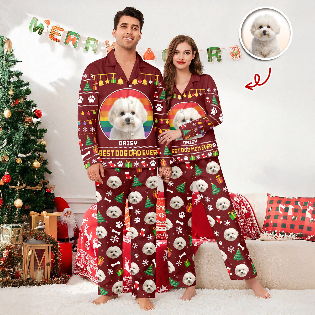 Custom Photo Best Dog Dad Mom Ever Pajamas TH10 896027