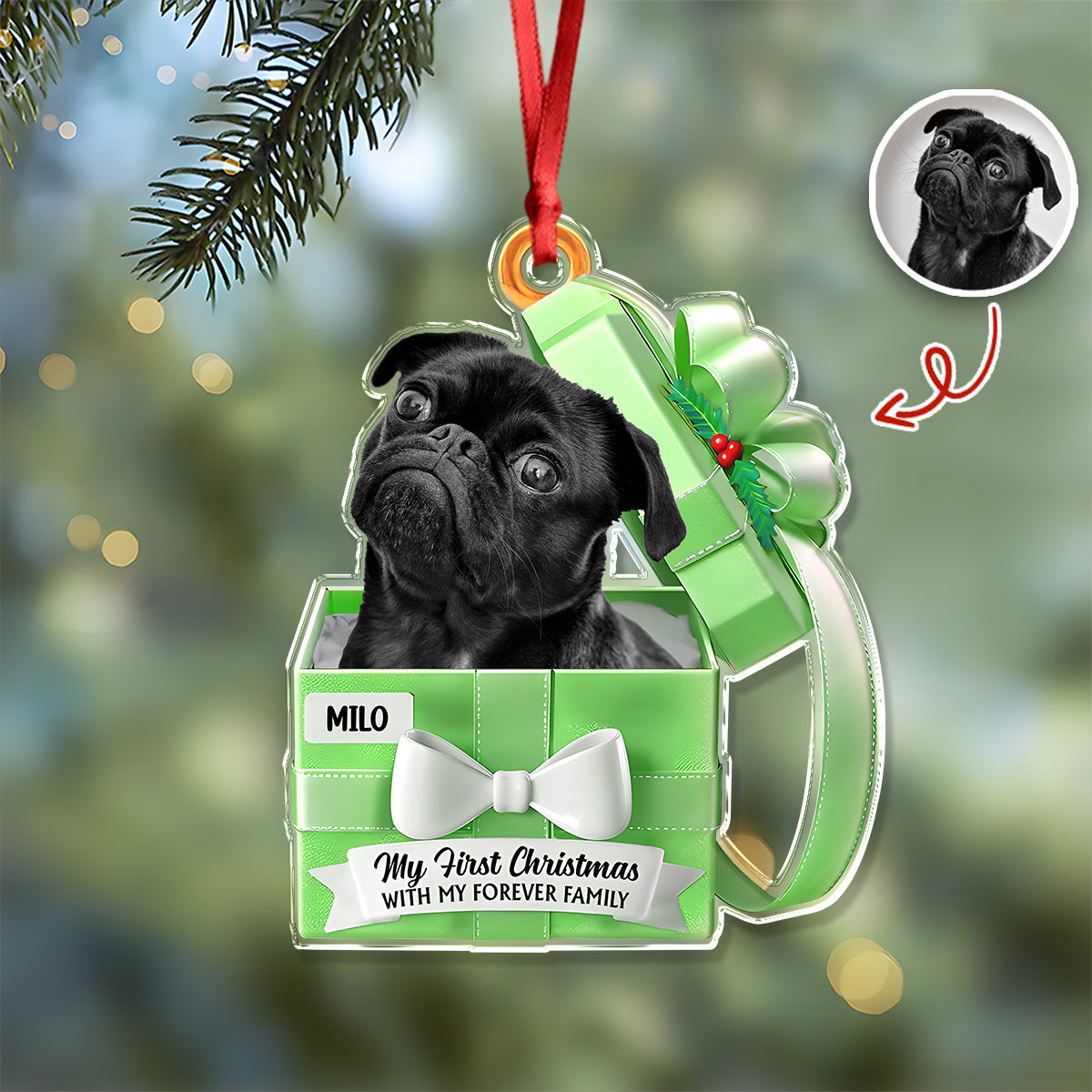 Custom Cute Dog Photo Gift Box From Your Buddy Acrylic Ornament LM32 893959