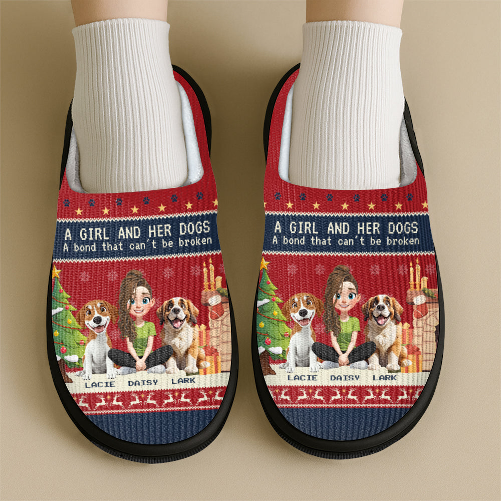 Personalized A Girl And Her Dog Slipper For Dog Lover TH10 896335