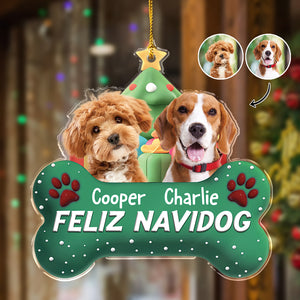 Custom Photo Dog Merry Woofmas Acrylic Ornament HA75 897560