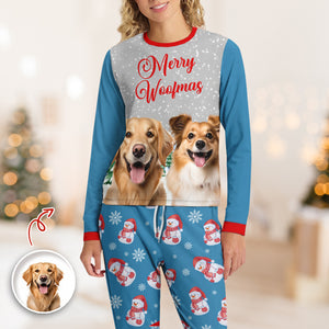 Custom Dog Cat Photo With Snowman Pattern Sleepwear, Christmas Gift For Pet Lovers HO82 894994