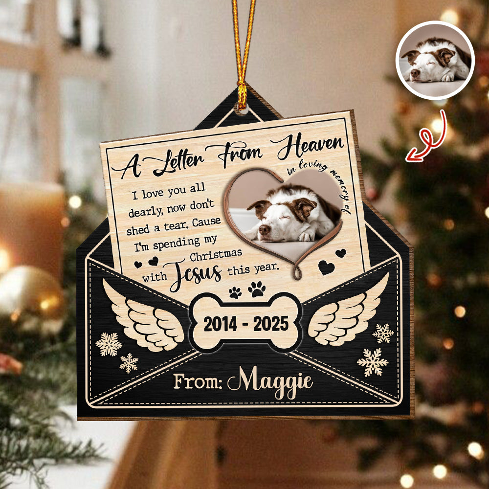 Custom Dog Photo A Letter From Heaven Sympathy Memorial Wooden Ornament LM32 895889