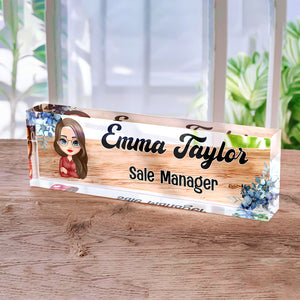 Personalized Daisy Flowers Acrylic Desk Name Plate Gift for Teacher, Colleagues, Coworkers HA75 892744