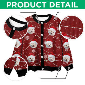 Custom Puppy Photo Personalized Dog Lovers Christmas Cardigan CH07 899896