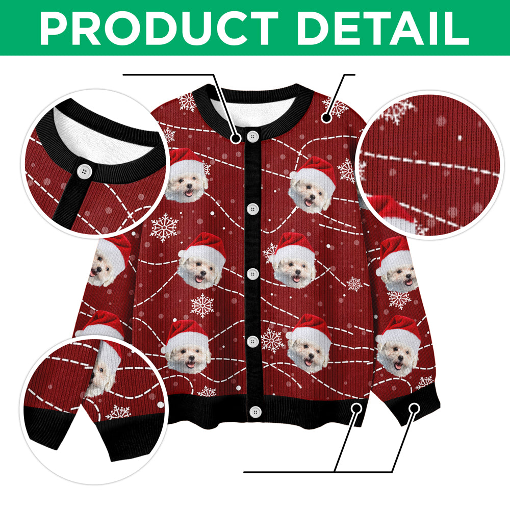 Custom Puppy Photo Personalized Dog Lovers Christmas Cardigan CH07 899896